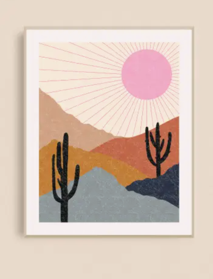Pink Desert Sunburst Art Print